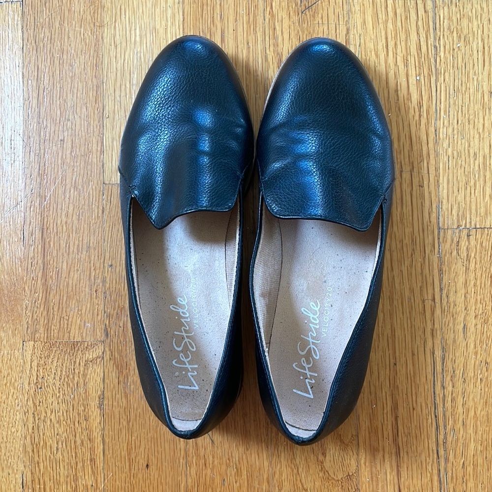 Life Stride Velocity loafers flats slides black size 7